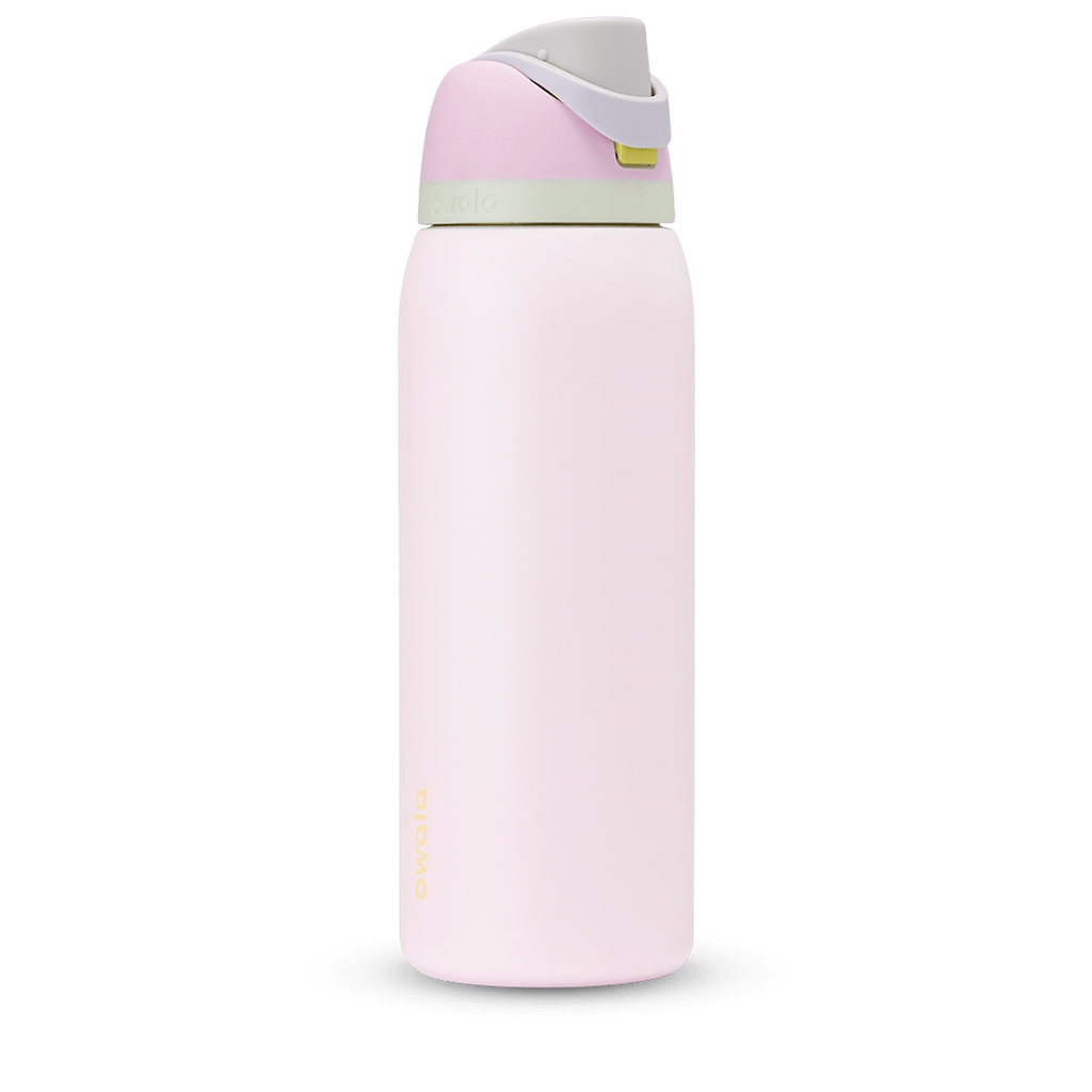 Owala FreeSip 24oz in Out of the Blue, periwinkle blue insulated bottle with matching blue-lavender flip cap and carry loop